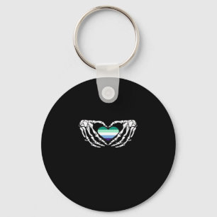 Gay Male Pride Skeleton Halloween Mlm Goth Heart C Nyckelring