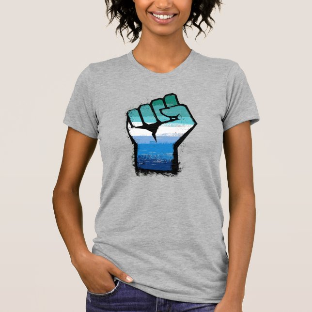 Gay Male Protest Fist T Shirt (Framsida)