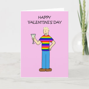 Gay Male Valentine Man i Rainbow T-Shirt Helgkort