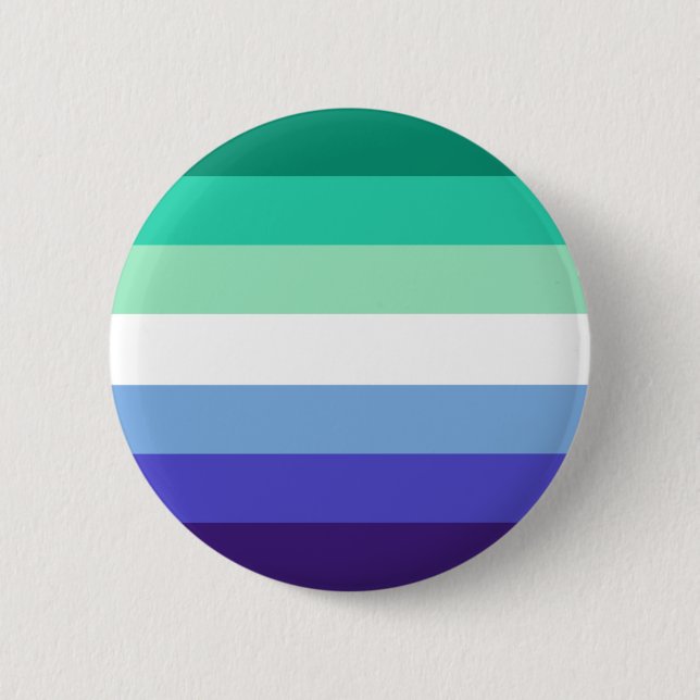 Gay Man Masc Masculine Grönt Blue Pride Flagga Que Knapp (Framsida)