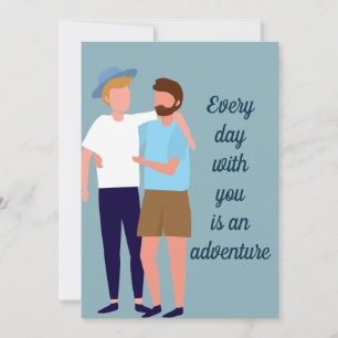 Gay Män Par i Kärlek Årsdag Anpassad Citat Kort