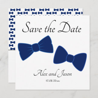Gay Manar Bow Tie Blue White Save Date Bröllop