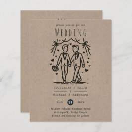 Gay Manar Bröllop Tecknad Grooms Roligt Handritad