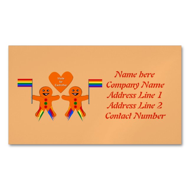 Gay Manar jul Gingertea par Anpassningsbar Magnetiska Visitkort (Framsida)