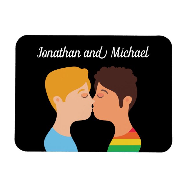 Gay Manar par Kiss Anpassningsbar LGBTQ Pride Mono Magnet (Horisontell)
