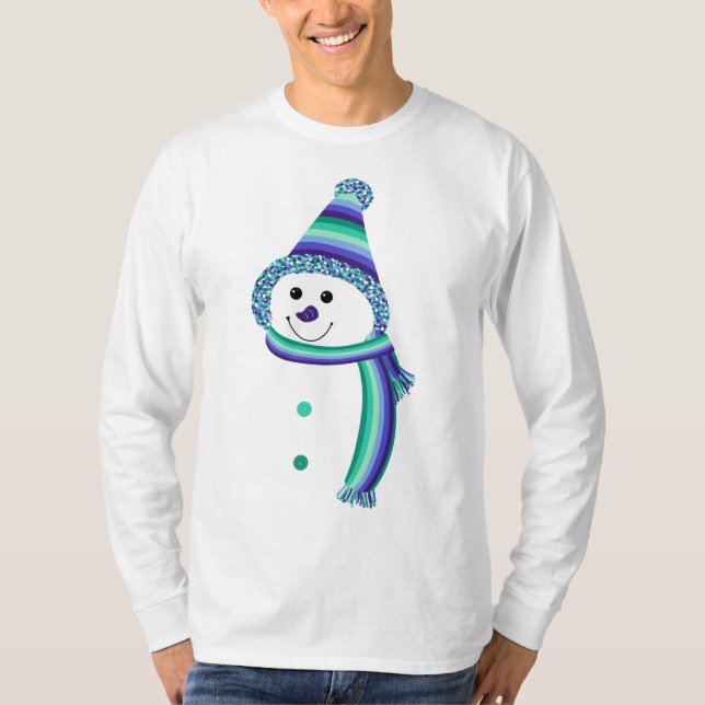 Gay Manar Pride Snögubbe Snowperson Blue Grönt T Shirt (Framsida)