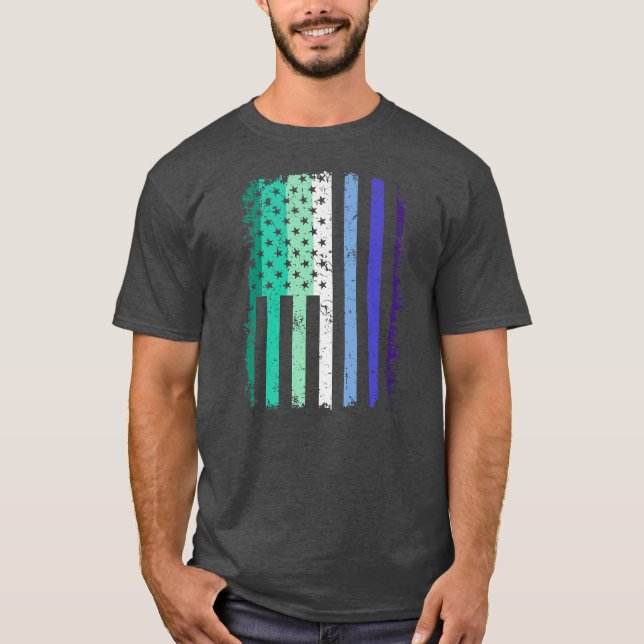 Gay Manar Pride USA Amerikanska Flagga-vinsterna H T Shirt (Framsida)