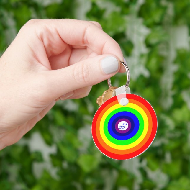 Gay Manar Round Rainbow Keychain Nyckelring (Hand)