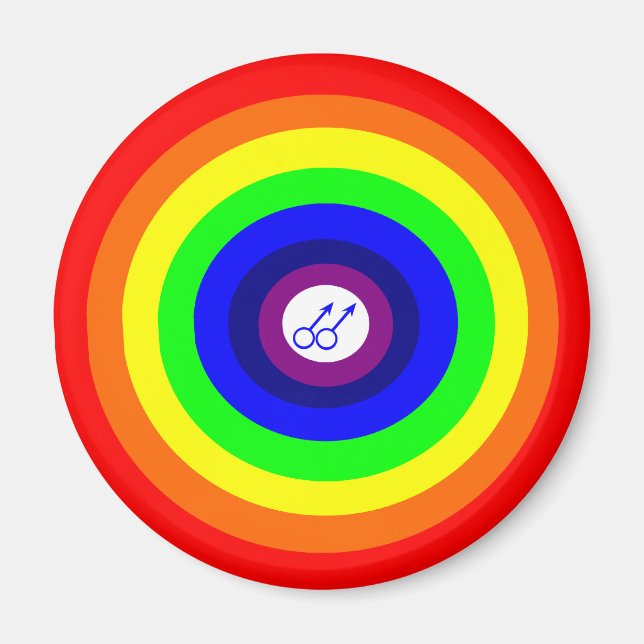 Gay Manar Round Rainbow Magnet (Framsidan)