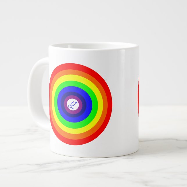 Gay Manar Round Rainbow Mugg Jumbo Mugg (Framsida vänster)