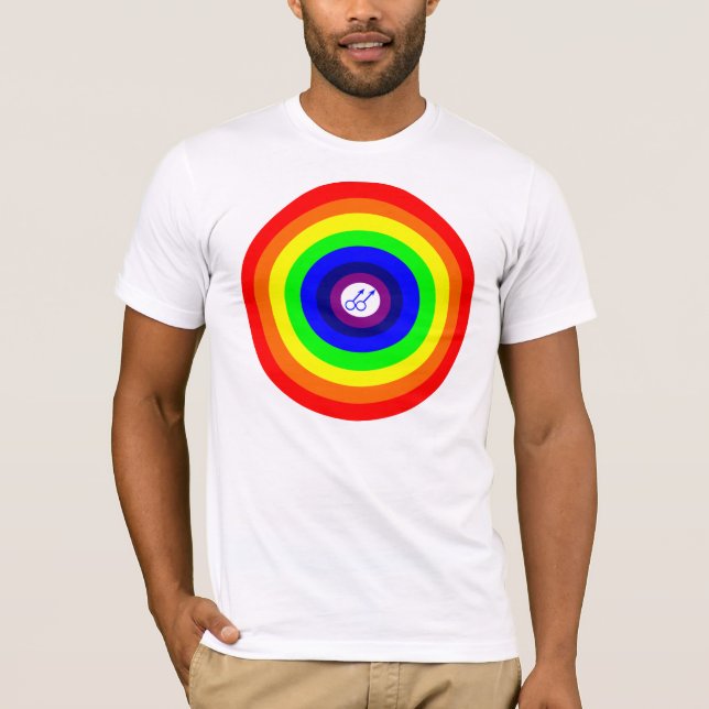 Gay Manar Round Rainbow T Shirt (Framsida)