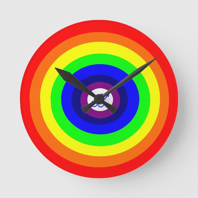 Gay Manar Round Rainbow Wall Clock Rund Klocka (Framsida)