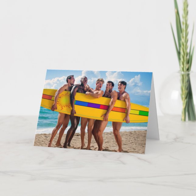 Gay Manar Surfing Party Greeting Card Helgkort (Framsida)