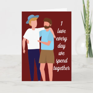 Gay Manar Valentines day Teckning of Couple Red Kort