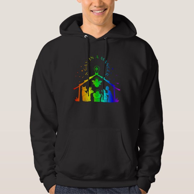 gay manger lgbtq christmas roligt hoodie (Framsida)