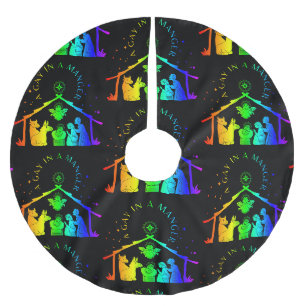 gay manger lgbtq christmas roligt julgransmatta borstad polyester