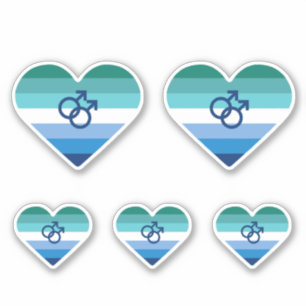 Gay Manlig Azure MLM Hjärta Klistermärken