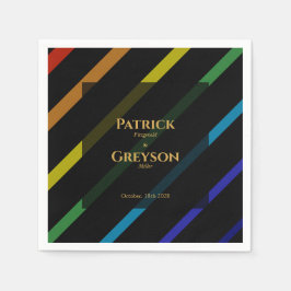 Gay Mäns Bröllop Elegant Regnbåge Cocktail Pappersservett