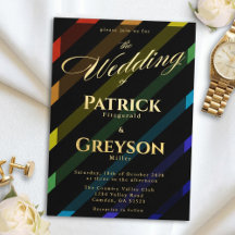 Gay Mäns Bröllop Elegant Regnbåge Guld
