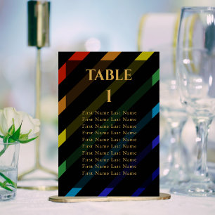 Gay Mäns Bröllop Elegant Regnbåge Namn Bordsnummer