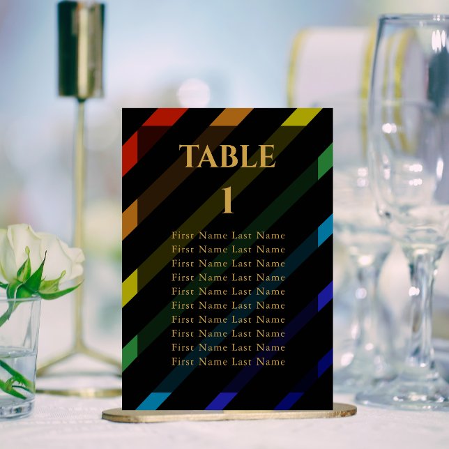 Gay Mäns Bröllop Elegant Regnbåge Namn Bordsnummer (Skapare uppladdad)
