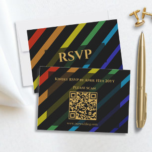 Gay Mäns Bröllop Elegant Regnbåge QR-kod OSA Kort