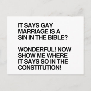 GAY MARRIAGE ÄR ETT TECKEN I BIBLE VYKORT