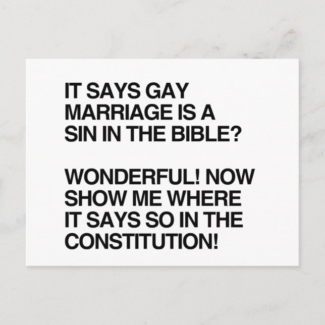 GAY MARRIAGE ÄR ETT TECKEN I BIBLE VYKORT (Framsida)