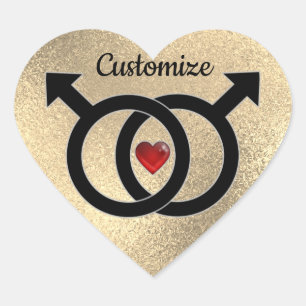 Gay Marriage Guld Heart Sticker Hjärtformat Klistermärke