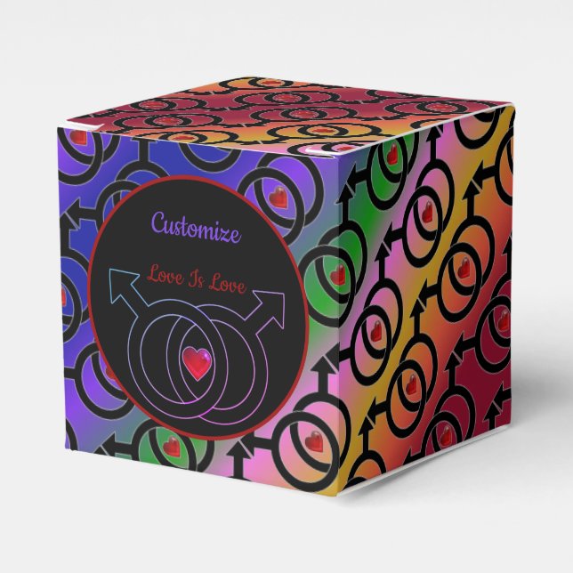 Gay Marriage Kärlek är Kärlek Rainbow Cube Favorit Presentaskar (Framsidan Sidan)