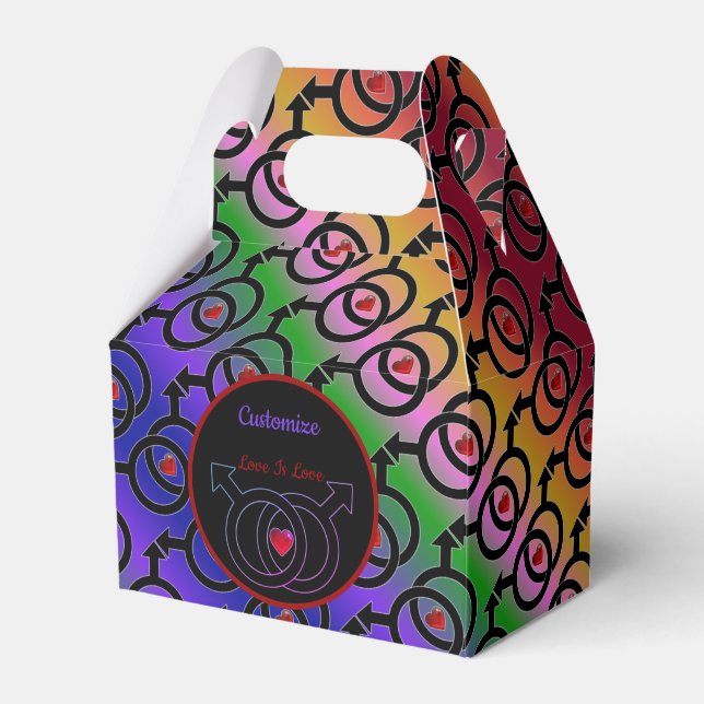 Gay Marriage Kärlek är Kärlek Rainbow Gable Favbox Presentaskar (Framsidan Sidan)