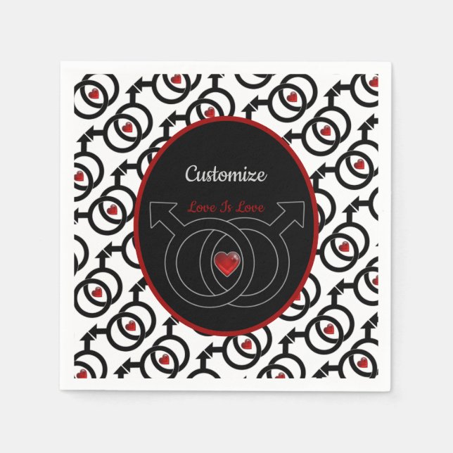 Gay Marriage Personlig White Papper Napkins Pappersservett (Framsidan)