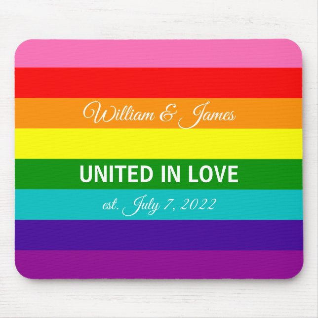 Gay Marriage Rainbow Flagga LGBT Anpassningsbar Te Musmatta (Framsidan)