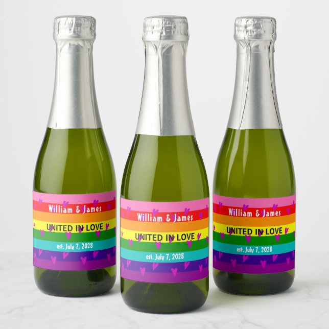 Gay Marriage Rainbow Flagga Original 8 Rand HBT T (Flaskor)