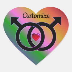 Gay Marriage Rainbow Heart Sticker Hjärtformat Klistermärke