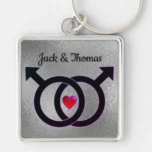 Gay Marriage Silver Premium Square Nyckelring