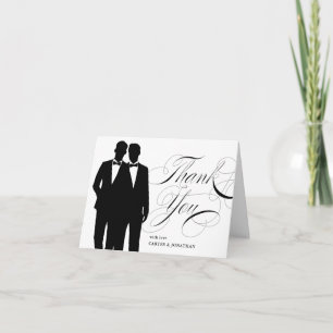 Gay Marriage Two Grooms Bröllop Tack Kort