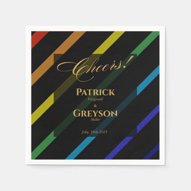 Gay Men Wedding Elegant Rainbow Cocktail Pappersservett (Framsidan)