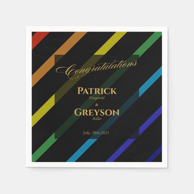 Gay Men Wedding Elegant Rainbow Cocktail Pappersservett (Framsidan)