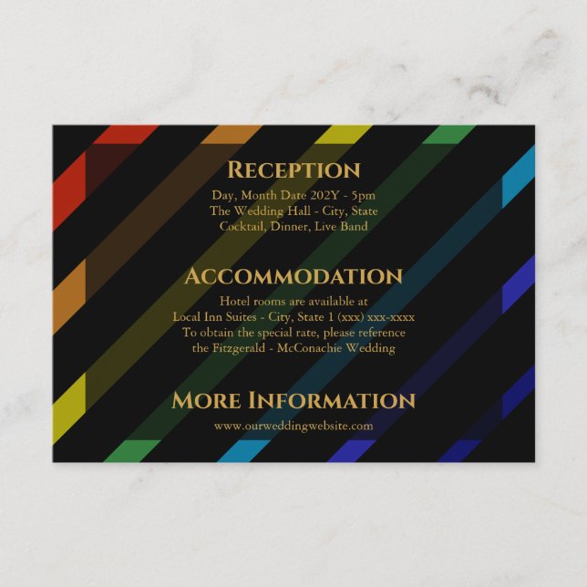 Gay Men Wedding Elegant Rainbow Enclosure Card Tilläggskort (Framsida)