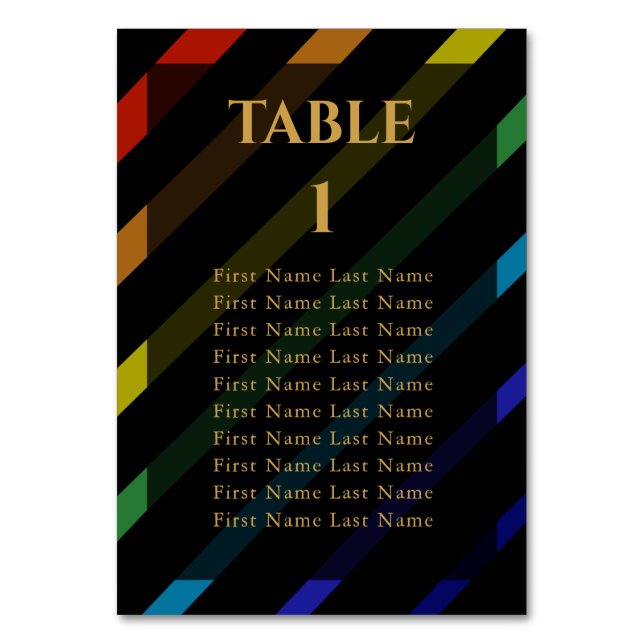 Gay Men Wedding Elegant Rainbow Name Bordsnummer (Framsidan)
