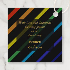 Gay Men Wedding Elegant Rainbow Thank You Gåvor Etiketter