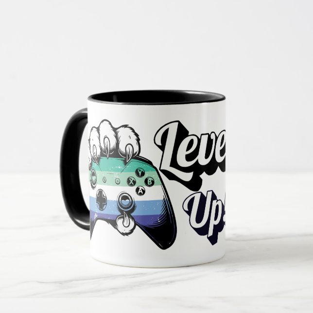 Gay MLM Pride Level Up Tiger Paw Controller Mug Mugg (Framsida vänster)