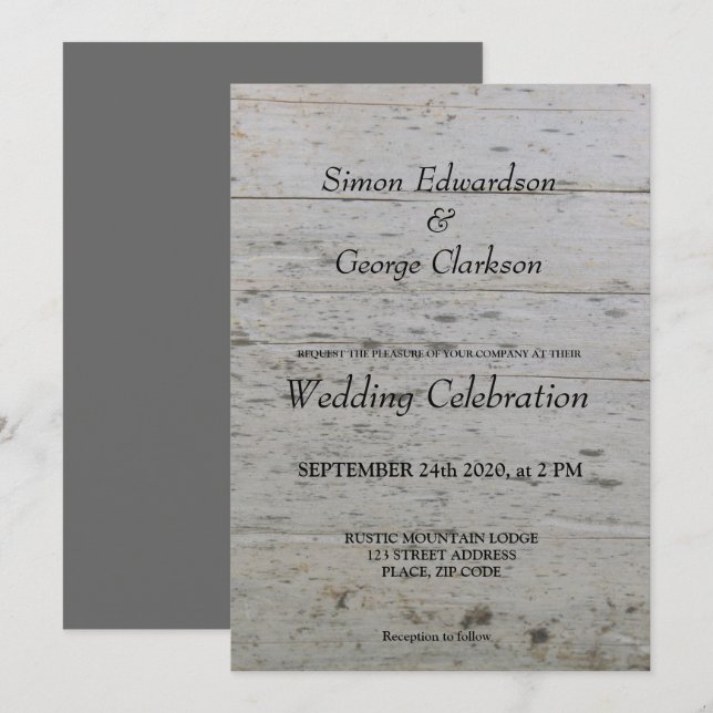 Gay Mr & Mr. Drivedwood Wedding Inbjudningar (Fram/baksida)