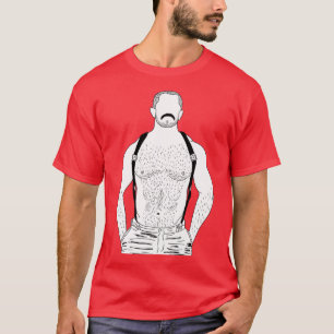 Gay-muskelbjörn med suspenderare t shirt