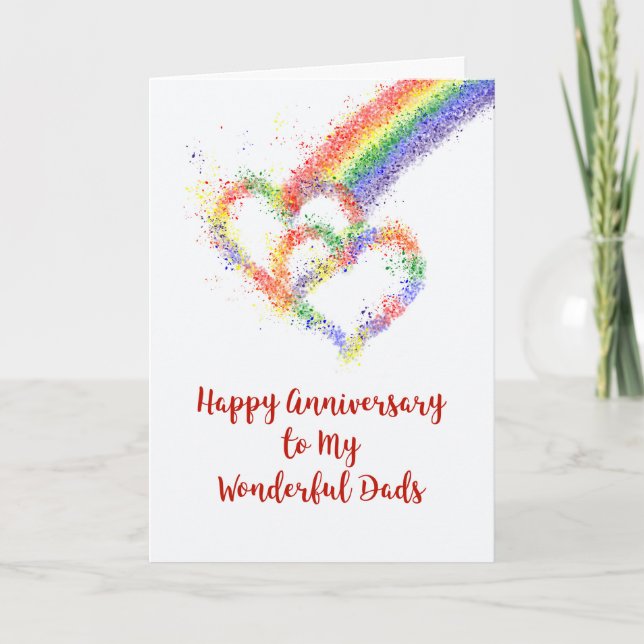Gay My Pappor Parents Årsdag Rainbow Hearts Kort (Framsida)