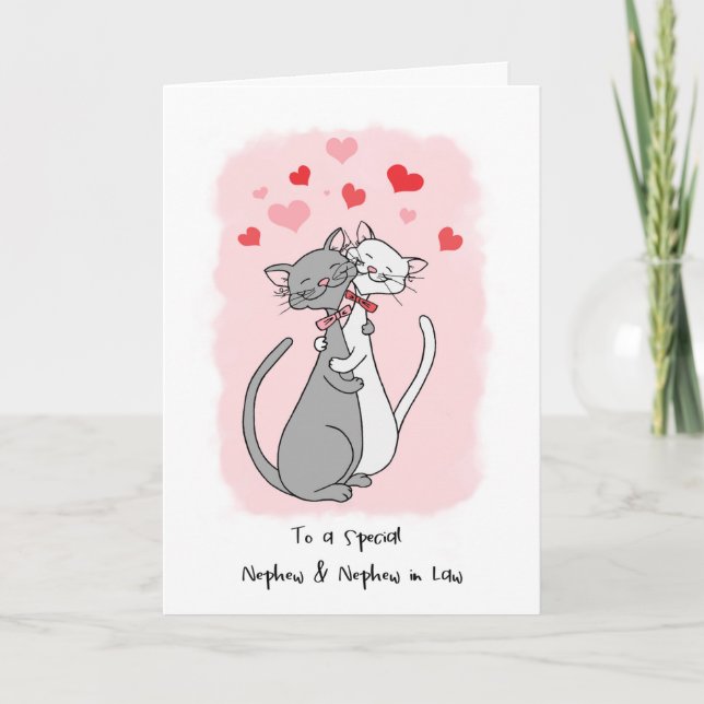 Gay Nephew & Make Valentines Cute Cats Card Kort (Framsida)