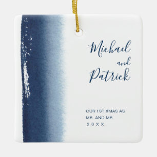 Gay Newlyved vår första jultomte Julgransprydnad Keramik