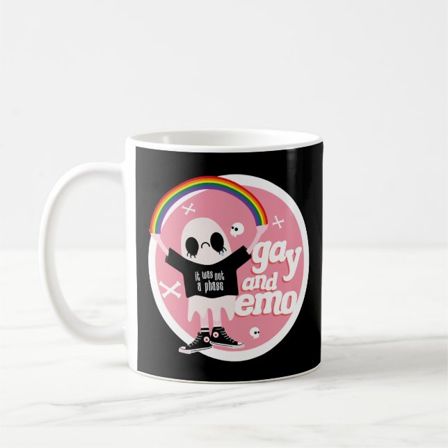 Gay och Emo Badge Kaffemugg (Vänster)