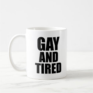 Gay och trött kaffemugg